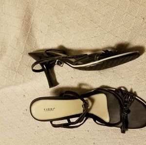 FIONI Black, strappy, high heeled  dress shoes
